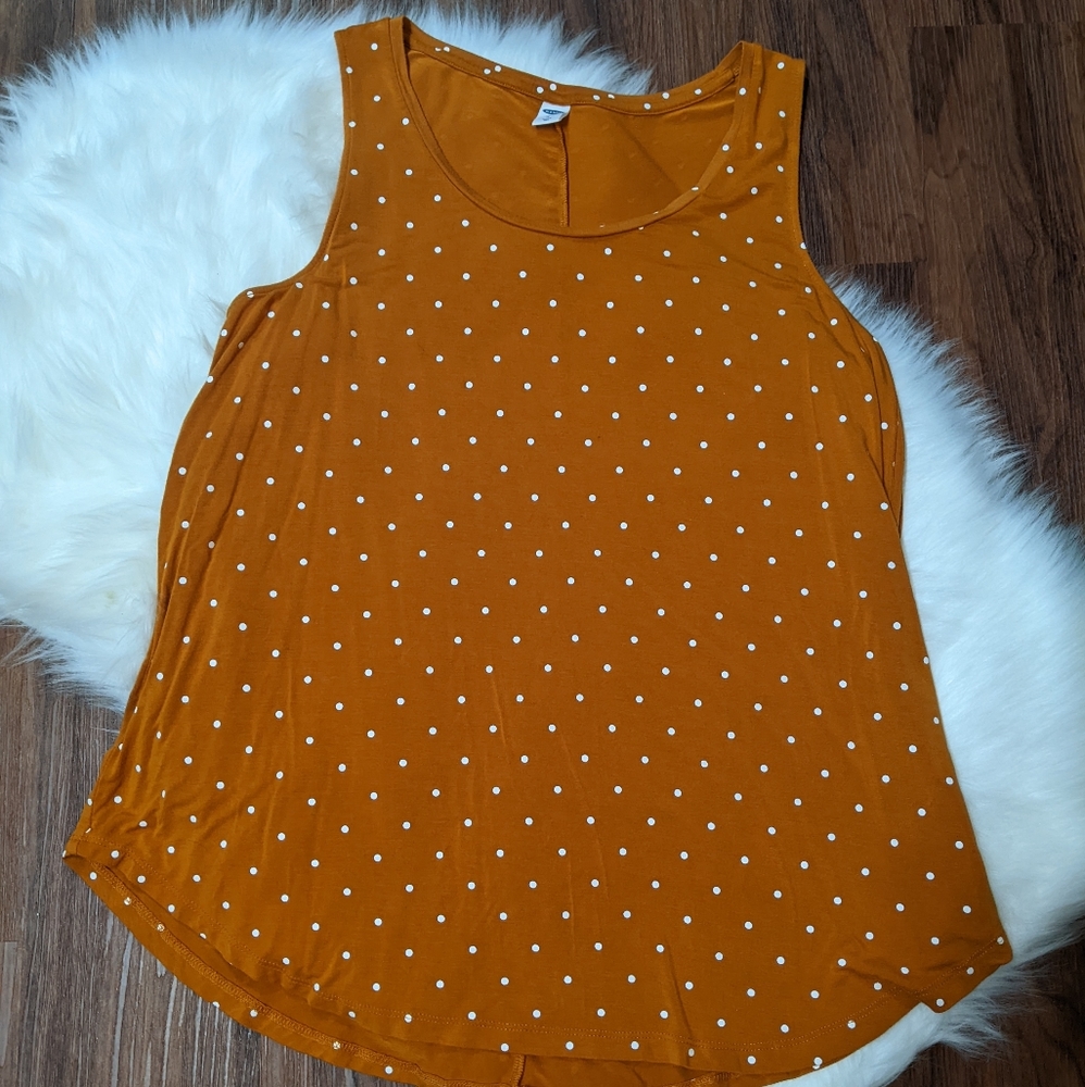 Orange / White Polka Dot Tank / Size: Lrg